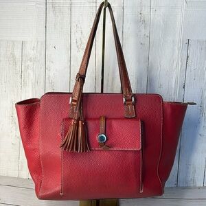 Dooney and Bourke Large Pebble Grain East West Shopper Red Tote